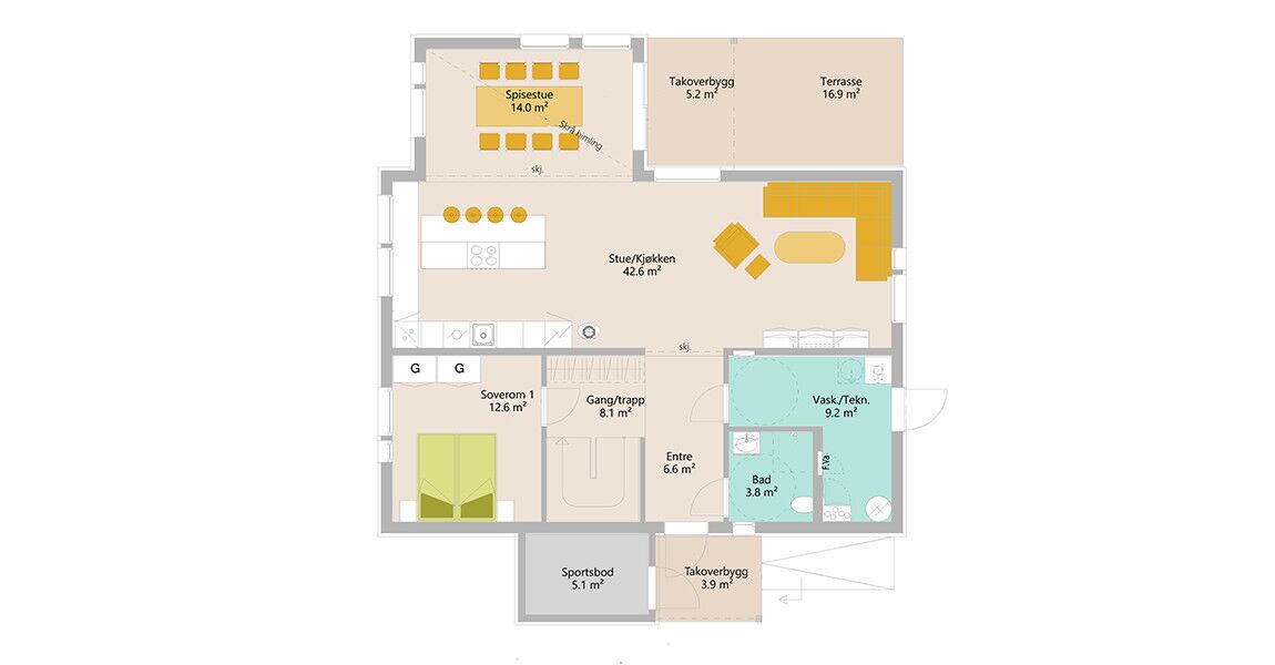 TID -T-1 etasje plantegning